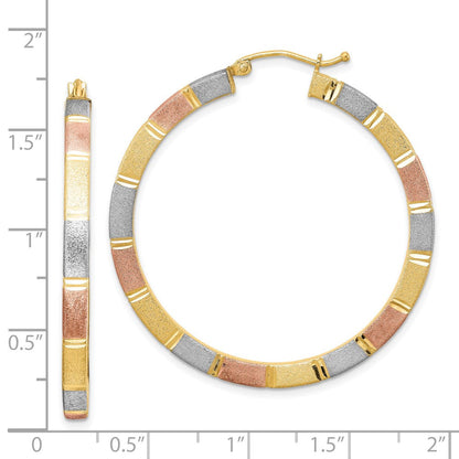 Sterlingsilber Rhodiniert Rose/yellow Vermeil Diamantiert 3x40mm Creolen
