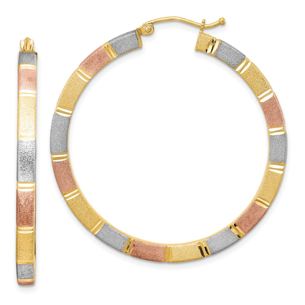 Sterlingsilber Rhodiniert Rose/yellow Vermeil Diamantiert 3x40mm Creolen