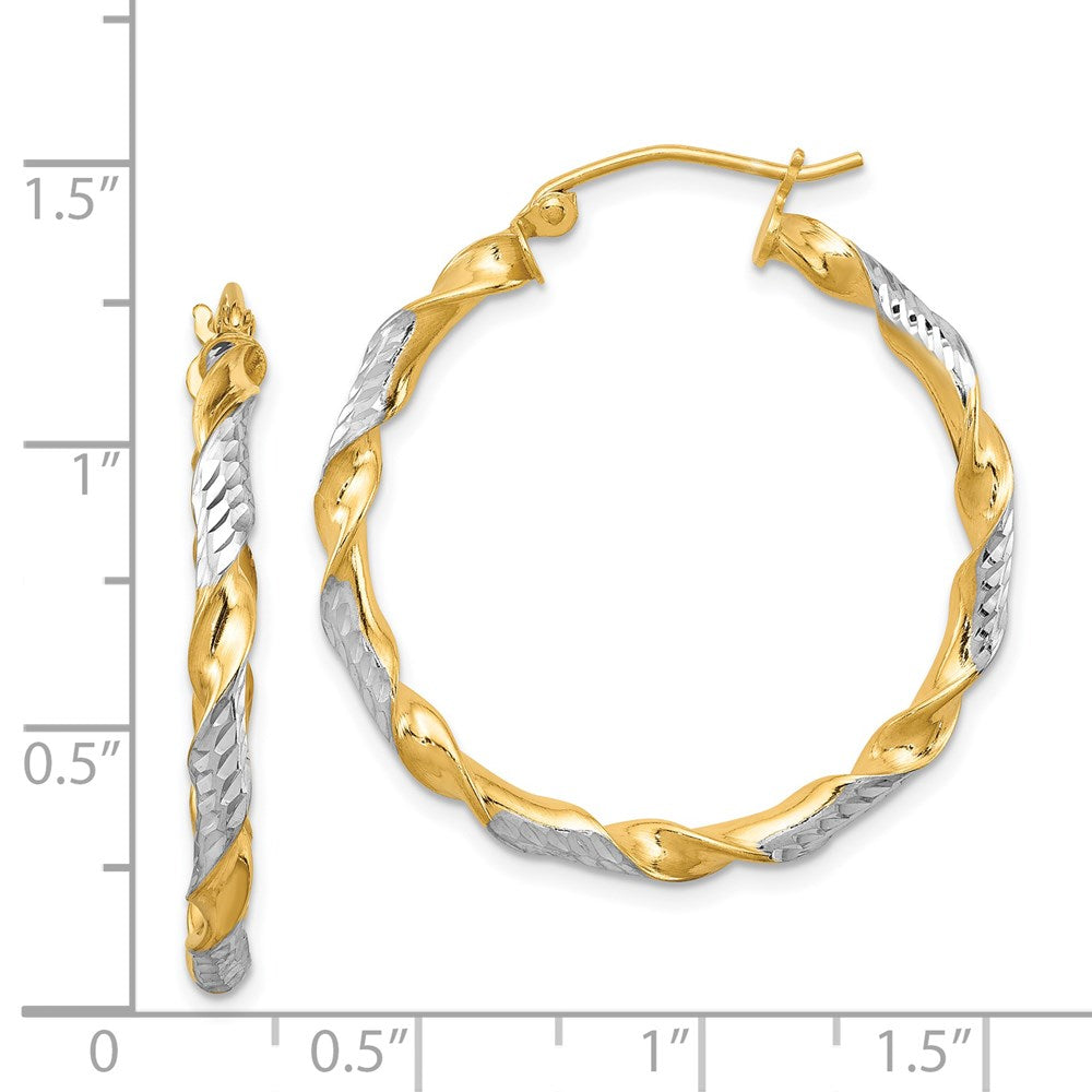 Sterlingsilber Rhodiniert Vermeil Diamantiert 3x30mm Gedreht Creolen