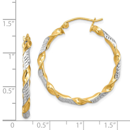 Sterlingsilber Rhodiniert Vermeil Diamantiert 3x30mm Gedreht Creolen