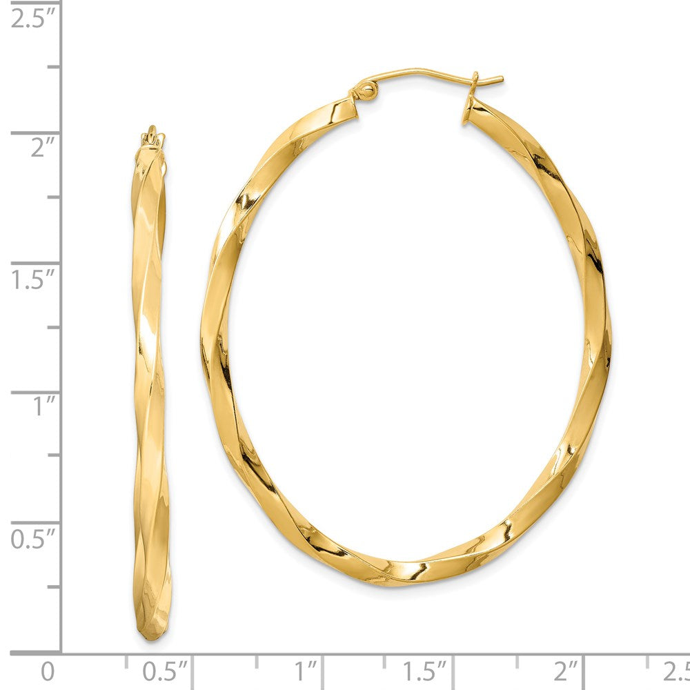 Sterlingsilber Vergoldet Gedreht 4mm Oval Creolen