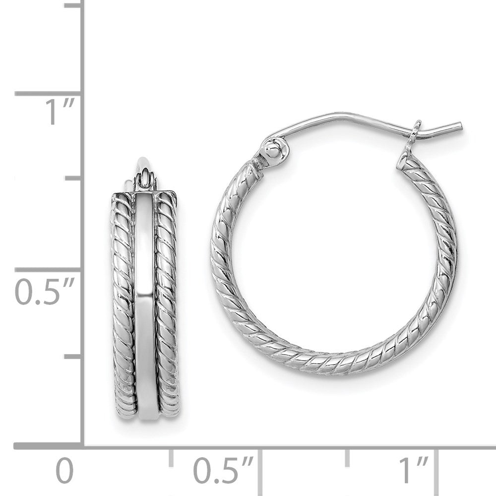 Sterlingsilber Rhodiniert 5mm Strukturiert Creolen