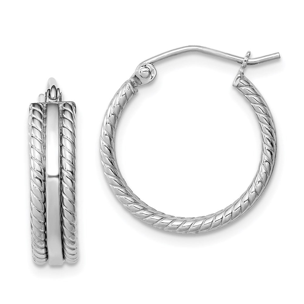 Sterlingsilber Rhodiniert 5mm Strukturiert Creolen
