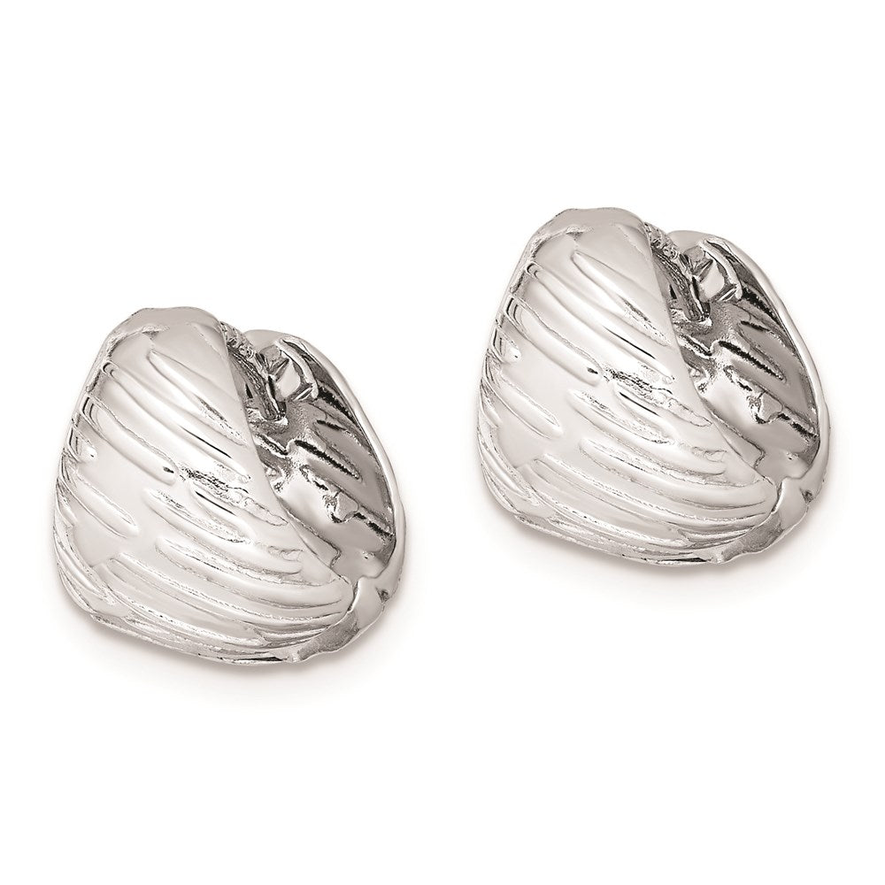 Sterlingsilber Rhodium Poliert Strukturiert Klappbar Creolen