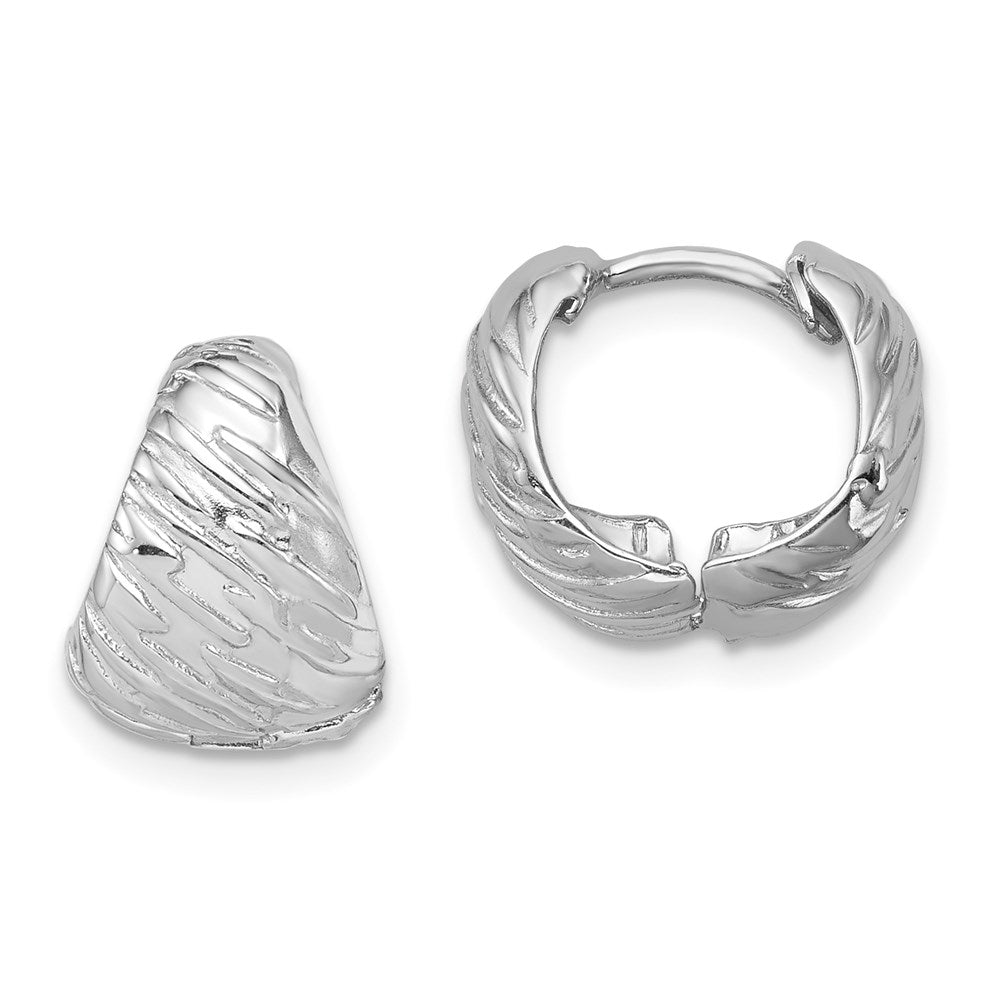 Sterlingsilber Rhodium Poliert Strukturiert Klappbar Creolen