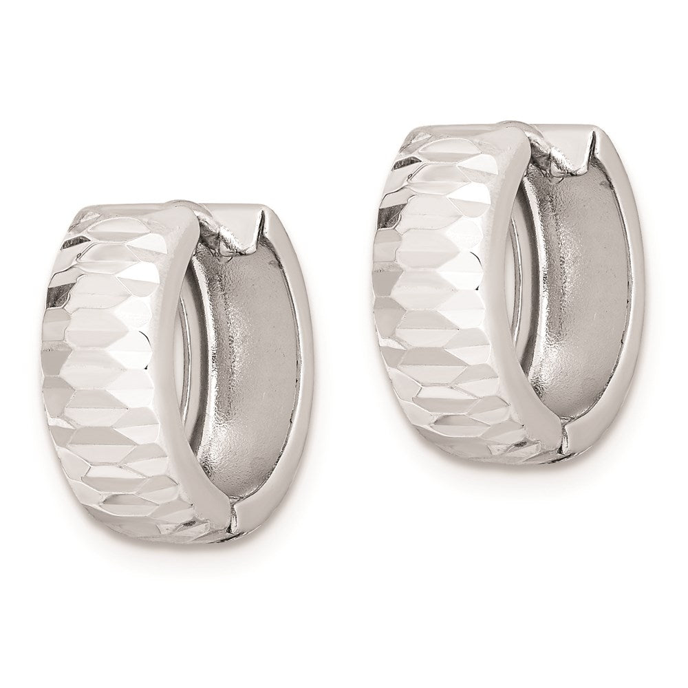Sterlingsilber Rhodium Poliert Strukturiert Klappbar Creolen