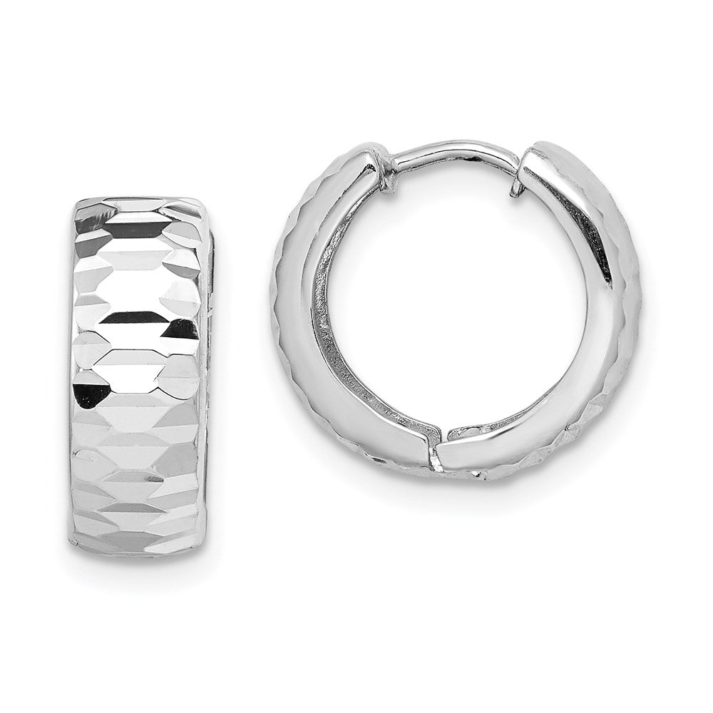Sterlingsilber Rhodium Poliert Strukturiert Klappbar Creolen