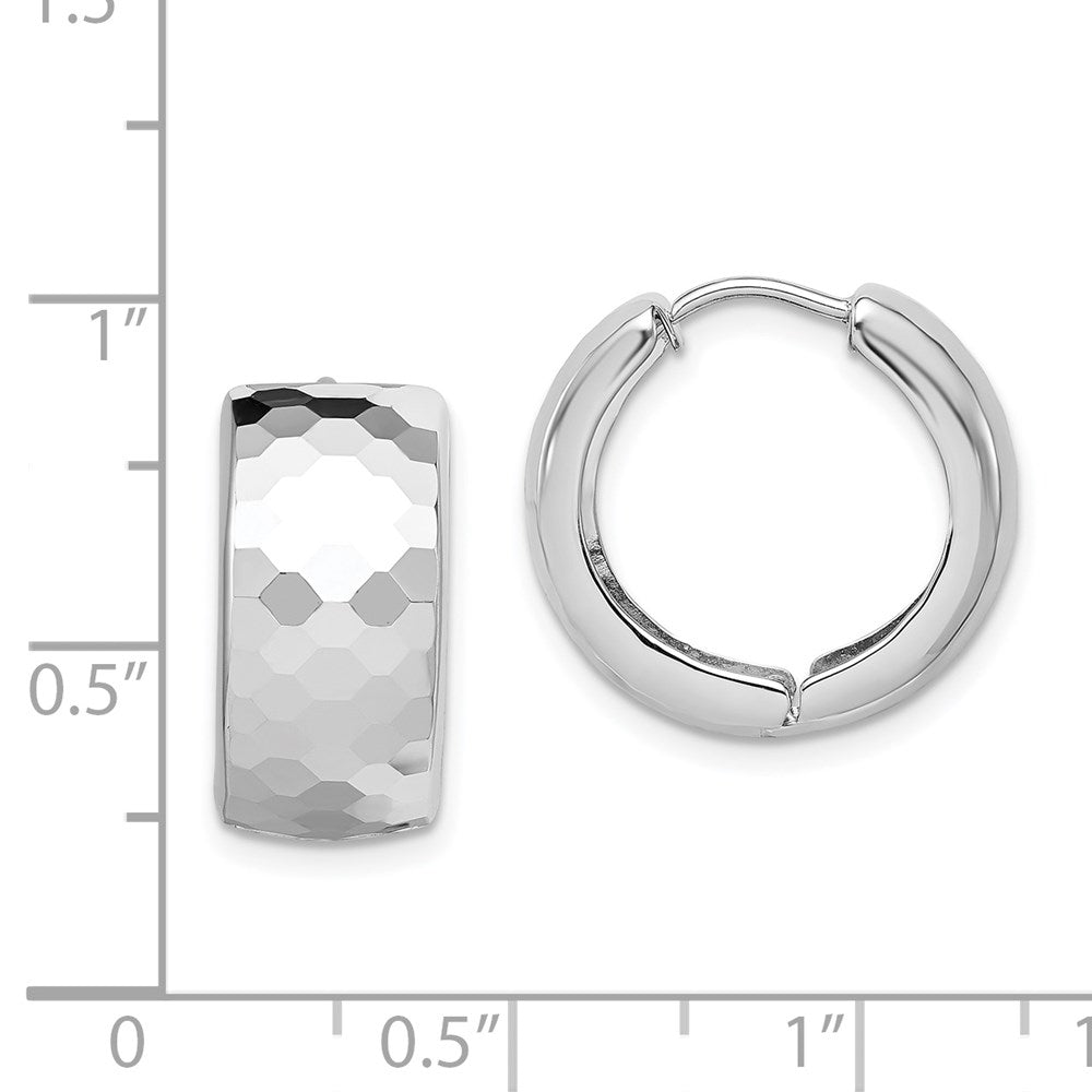 Sterlingsilber Rhodium Poliert Gemustert Klappbar Creolen