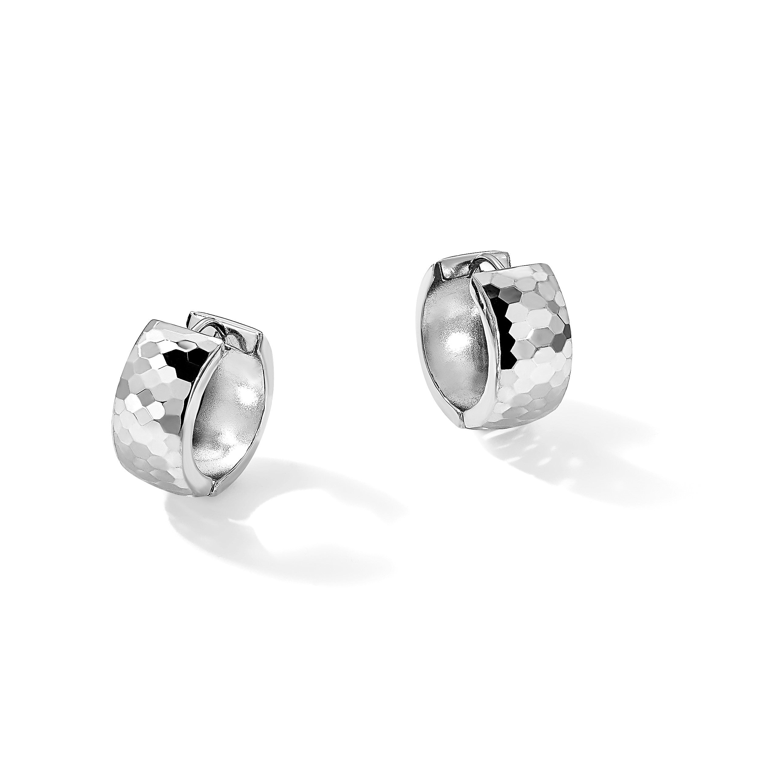 Sterlingsilber Rhodium Poliert Gemustert Klappbar Creolen