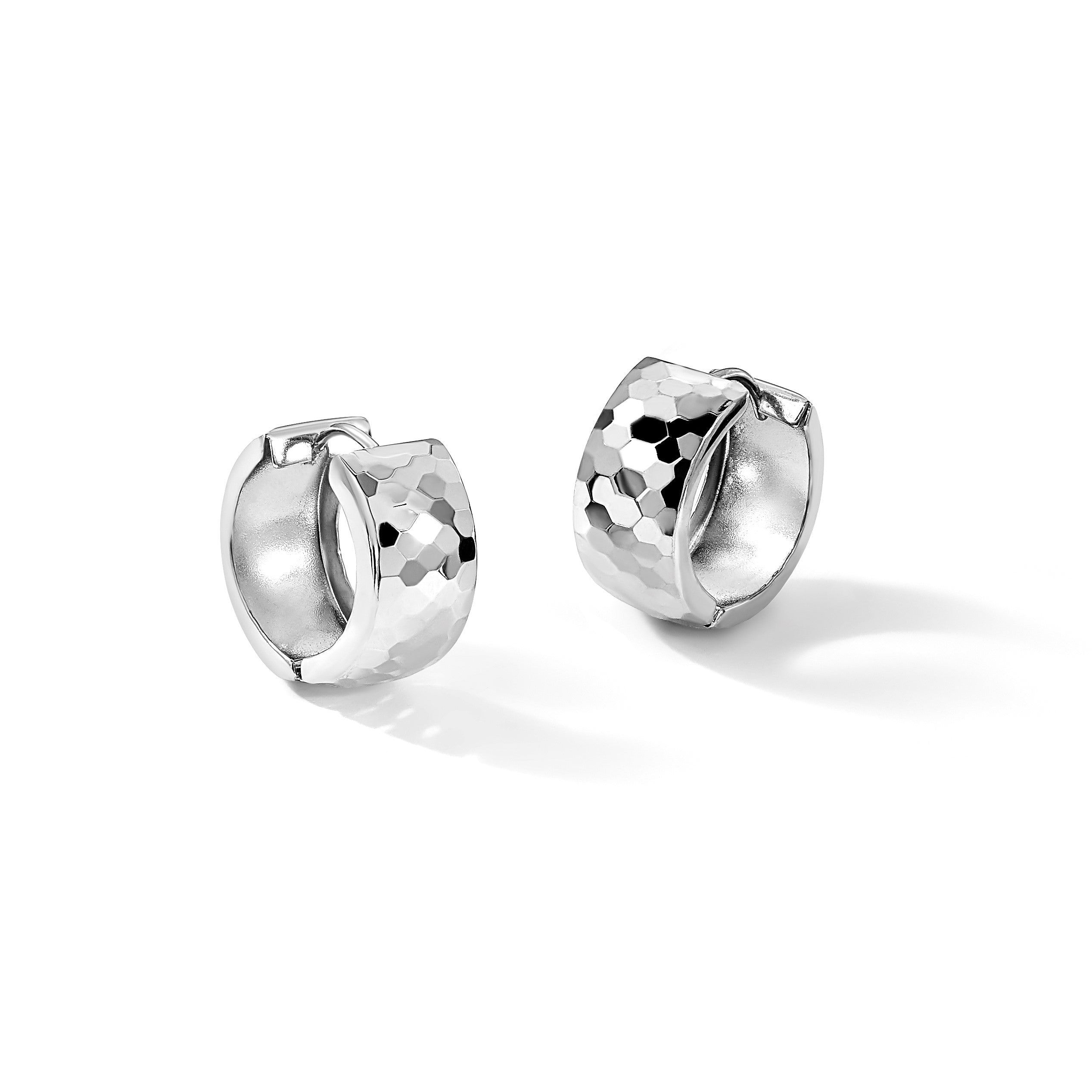 Sterlingsilber Rhodium Poliert Gemustert Klappbar Creolen