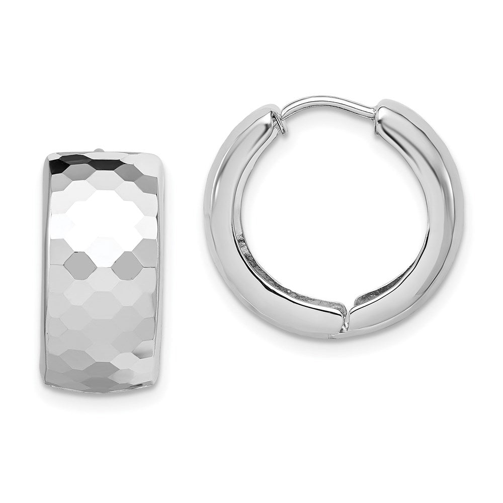 Sterlingsilber Rhodium Poliert Gemustert Klappbar Creolen