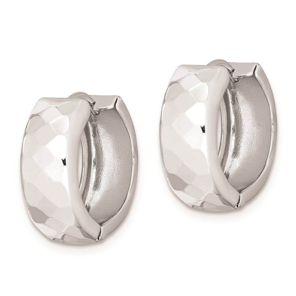 Sterlingsilber Rhodium Poliert Gemustert Klappbar Creolen