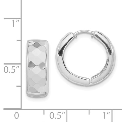 Sterlingsilber Rhodium Poliert Gemustert Klappbar Creolen