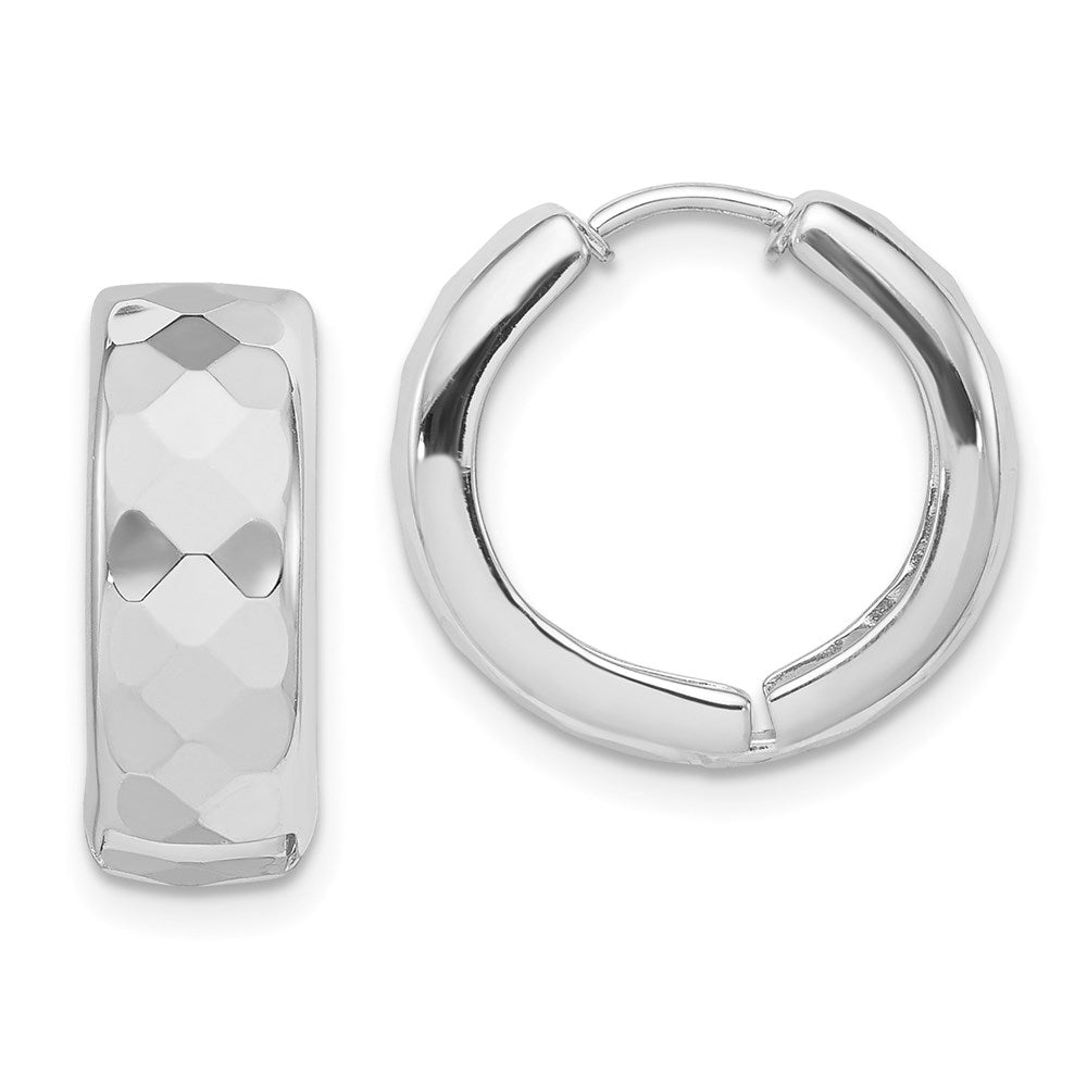 Sterlingsilber Rhodium Poliert Gemustert Klappbar Creolen