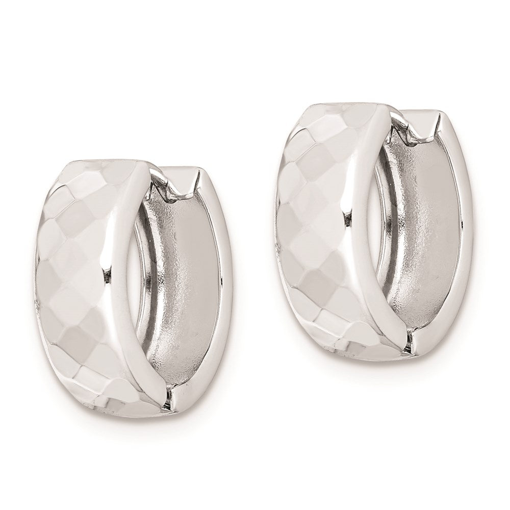 Sterlingsilber Rhodium Poliert Gemustert Klappbar Creolen