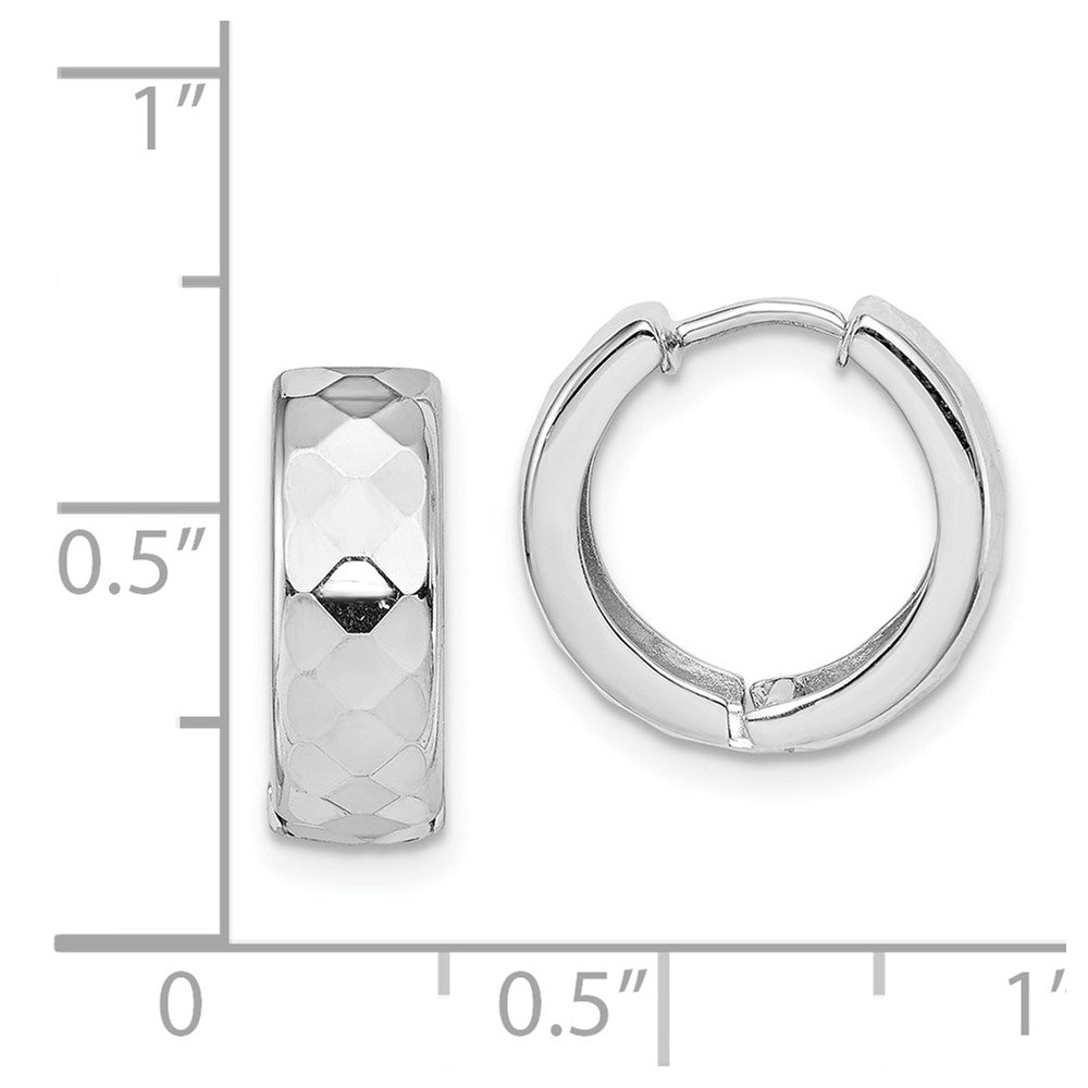 Sterlingsilber Rhodium Poliert Gemustert Klappbar Creolen
