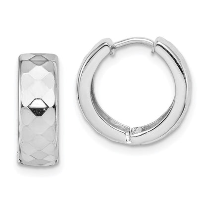 Sterlingsilber Rhodium Poliert Gemustert Klappbar Creolen