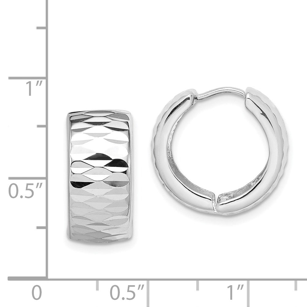 Sterlingsilber Rhodium Poliert Diamantiert Klappbar Creolen