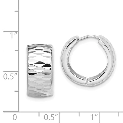 Sterlingsilber Rhodium Poliert Diamantiert Klappbar Creolen