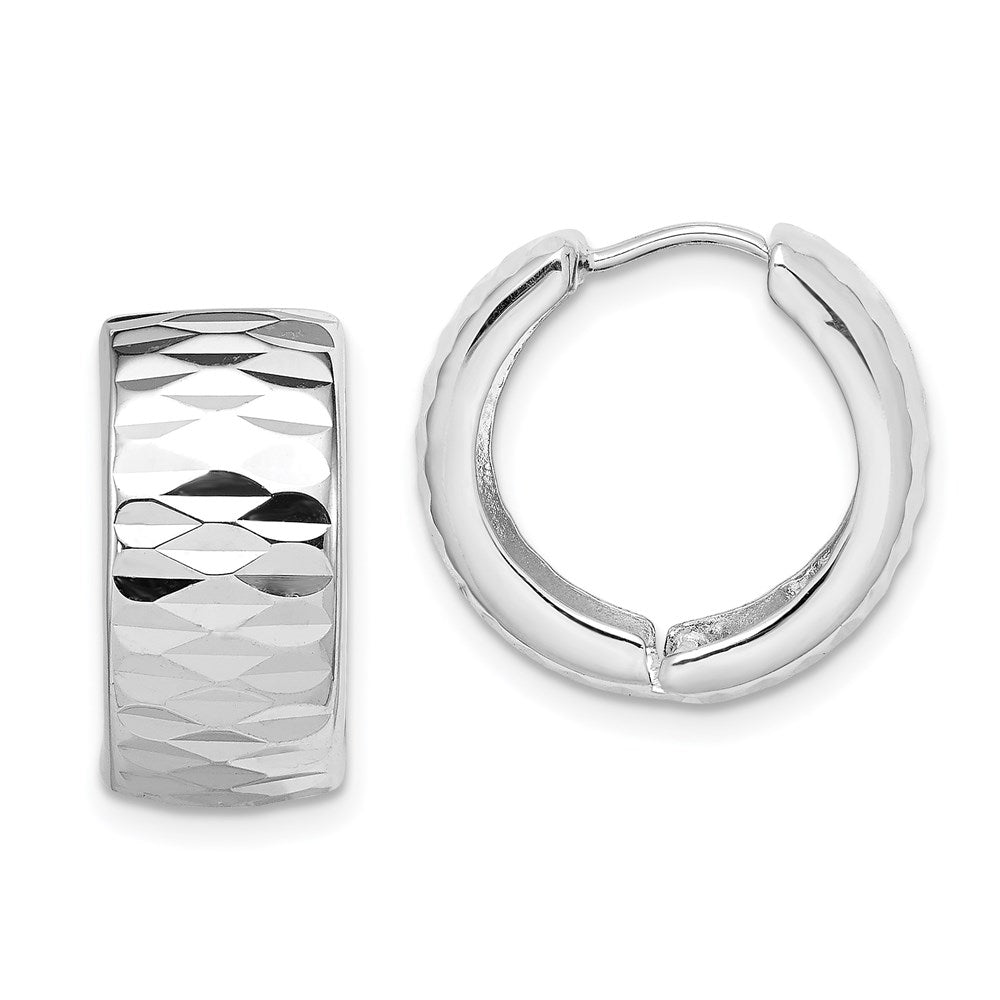 Sterlingsilber Rhodium Poliert Diamantiert Klappbar Creolen