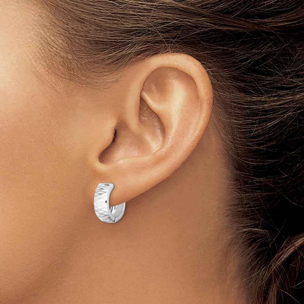 Sterlingsilber Rhodium Diamantiert Poliert Klappbar Creolen