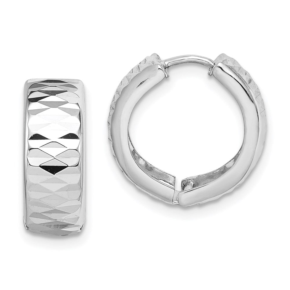 Sterlingsilber Rhodium Diamantiert Poliert Klappbar Creolen