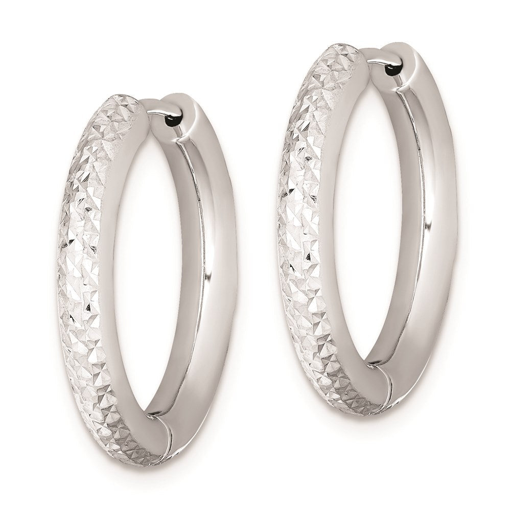 Sterlingsilber Rhodium Poliert Diamantiert Klappbar Creolen