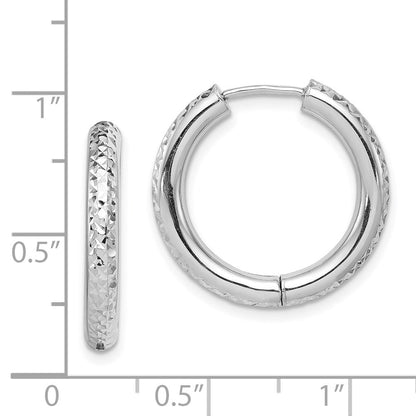 Sterlingsilber Rhodium Poliert Diamantiert Klappbar Creolen
