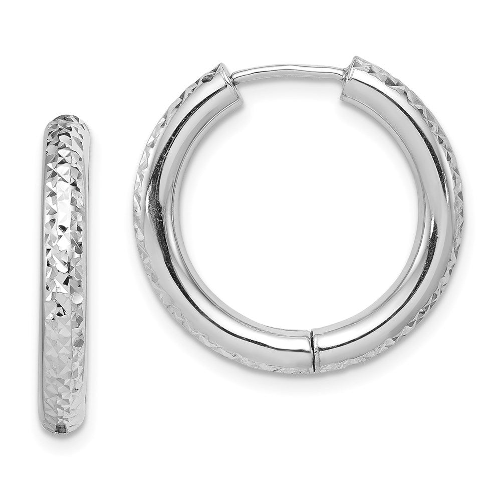 Sterlingsilber Rhodium Poliert Diamantiert Klappbar Creolen