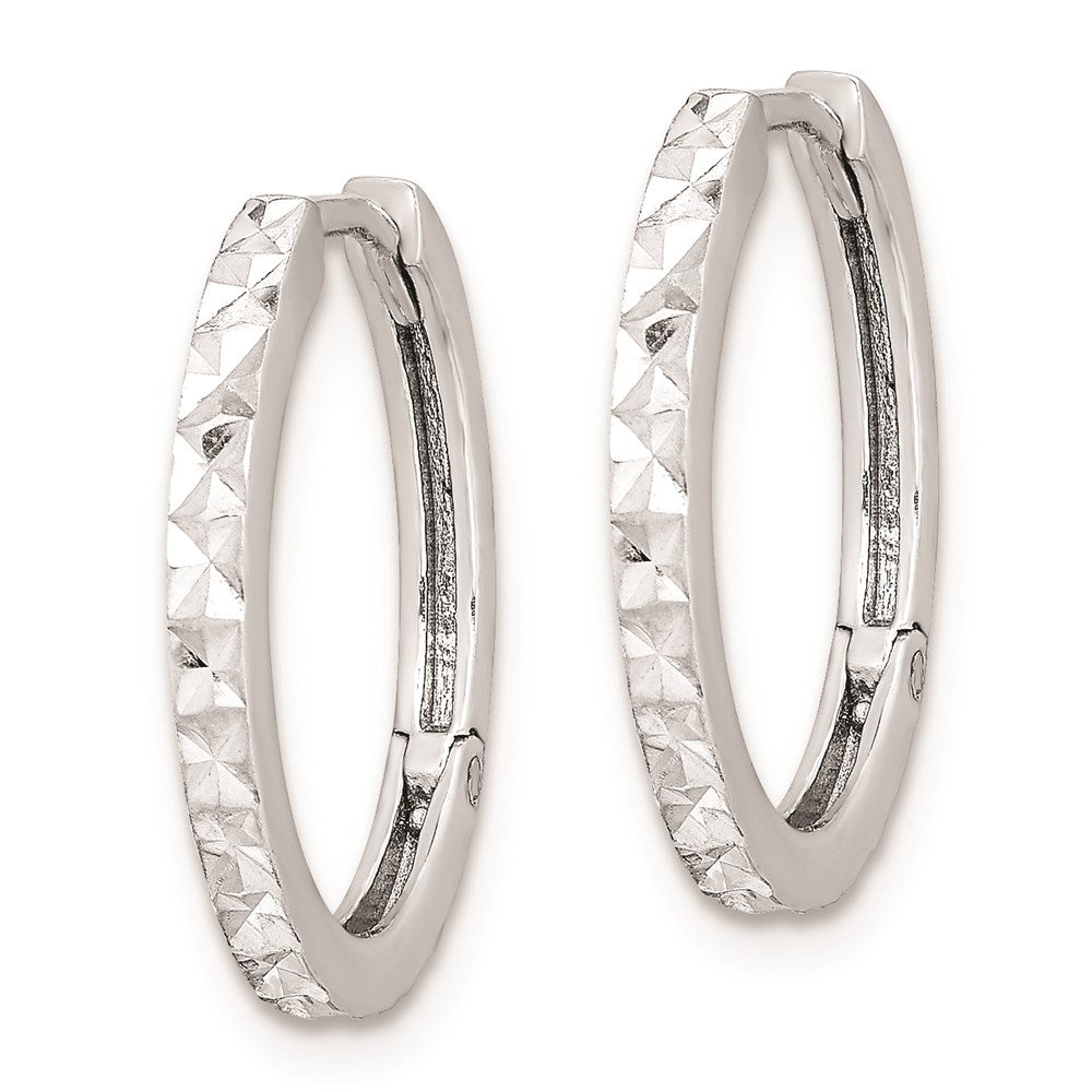 Sterlingsilber Rhodium Poliert Diamantiert Klappbar Creolen