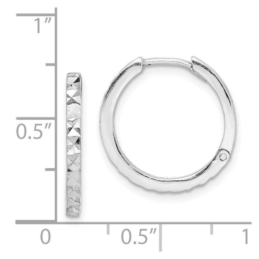 Sterlingsilber Rhodium Poliert Diamantiert Klappbar Creolen