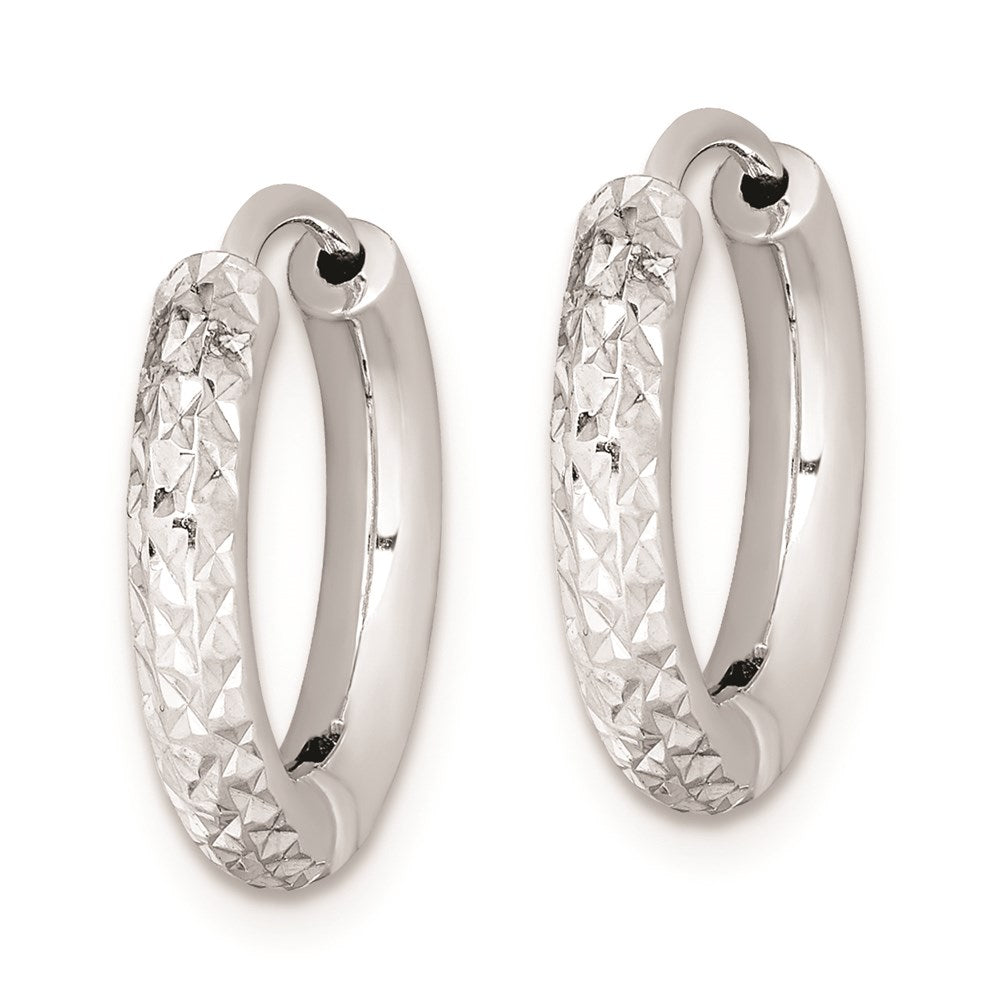 Sterlingsilber Rhodium Poliert Diamantiert Klappbar Creolen