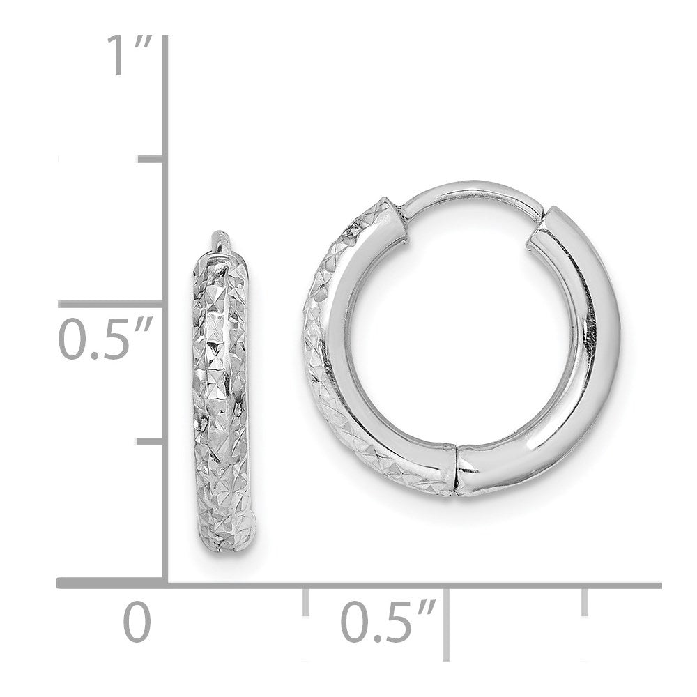 Sterlingsilber Rhodium Poliert Diamantiert Klappbar Creolen