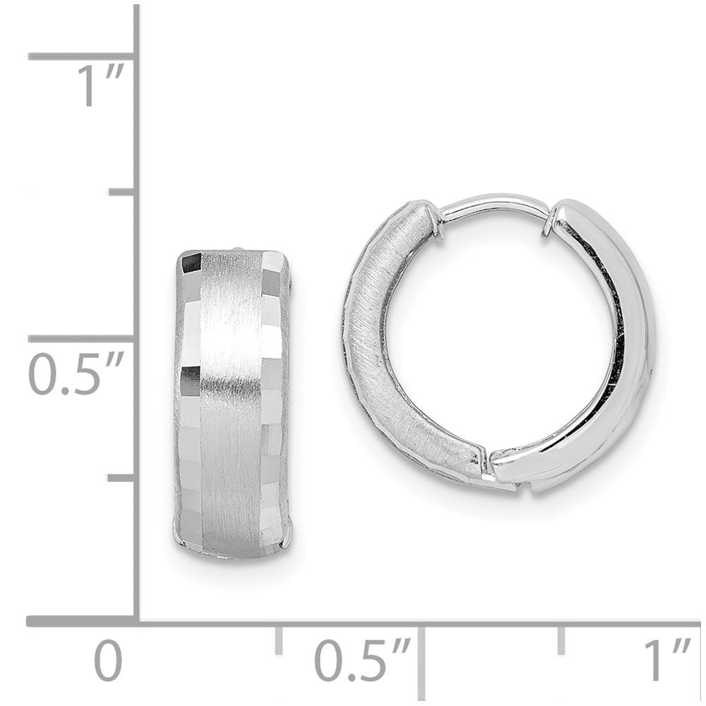 Sterlingsilber Rhodium Gebürstet Gemustert Klappbar Creolen