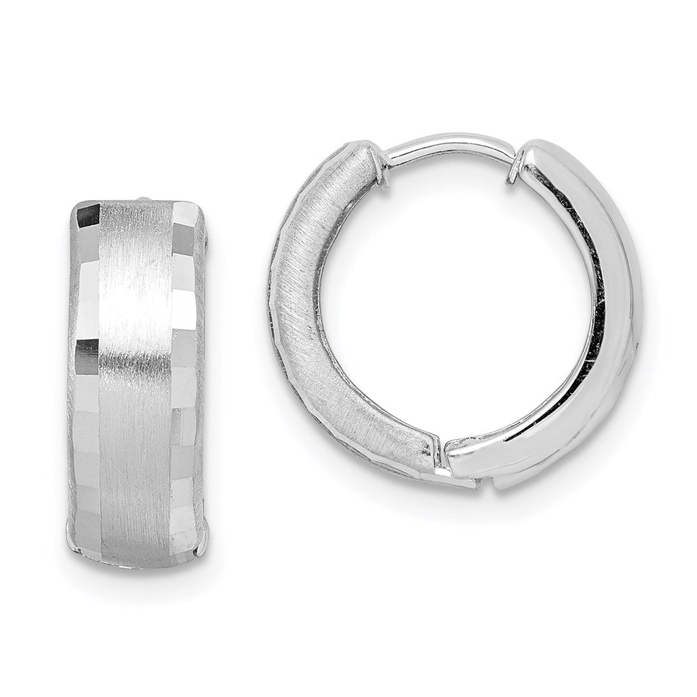 Sterlingsilber Rhodium Gebürstet Gemustert Klappbar Creolen