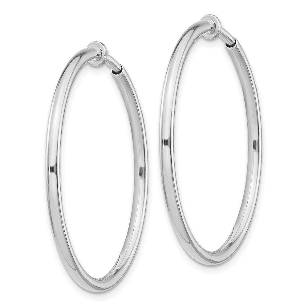 Sterlingsilber Rhodiniert 2x34mm Non-pierced Rund Creolen