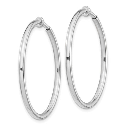 Sterlingsilber Rhodiniert 2x34mm Non-pierced Rund Creolen