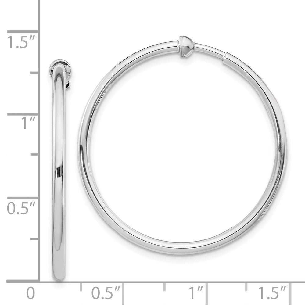 Sterlingsilber Rhodiniert 2x34mm Non-pierced Rund Creolen