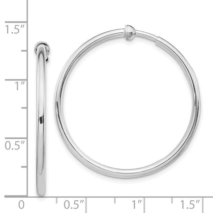 Sterlingsilber Rhodiniert 2x34mm Non-pierced Rund Creolen