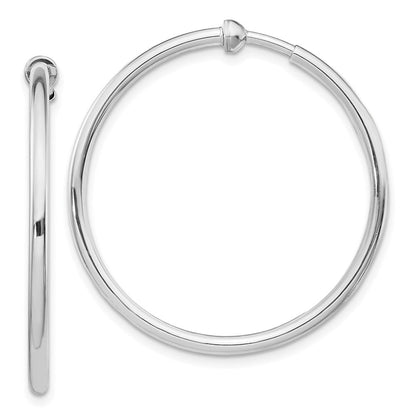 Sterlingsilber Rhodiniert 2x34mm Non-pierced Rund Creolen