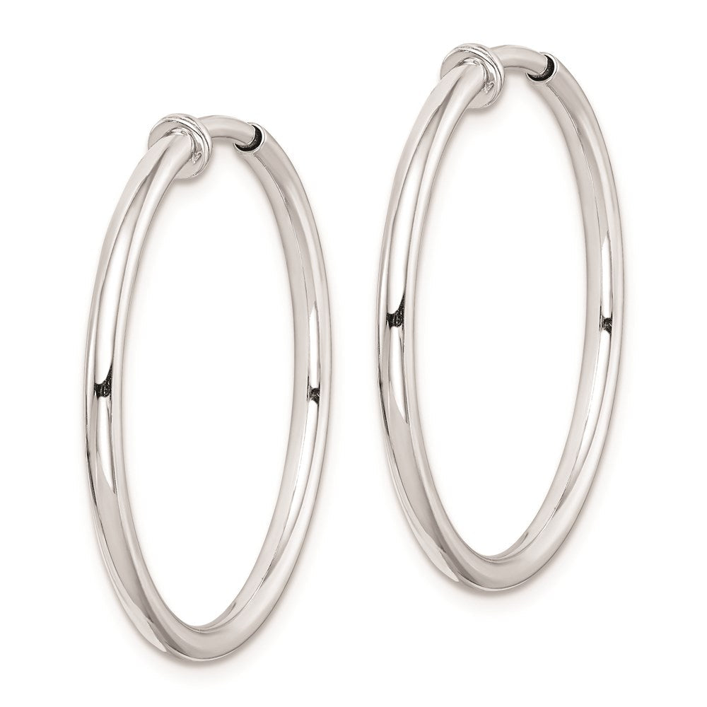 Sterlingsilber Rhodiniert 2x28mm Non-pierced Rund Creolen