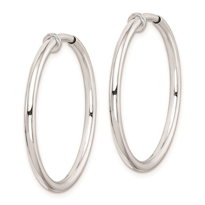 Sterlingsilber Rhodiniert 2x28mm Non-pierced Rund Creolen