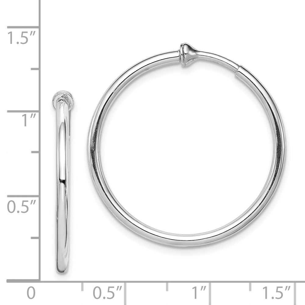 Sterlingsilber Rhodiniert 2x28mm Non-pierced Rund Creolen
