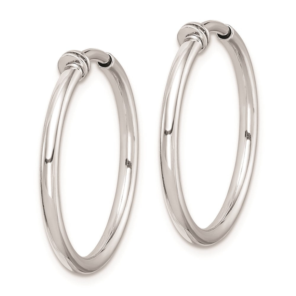 Sterlingsilber Rhodiniert 2x24mm Non-pierced Rund Creolen