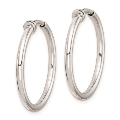 Sterlingsilber Rhodiniert 2x24mm Non-pierced Rund Creolen