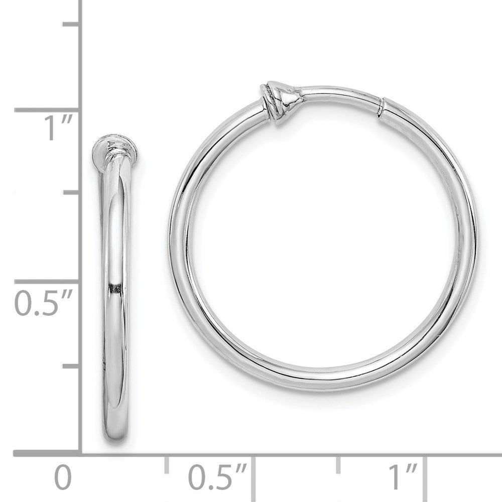 Sterlingsilber Rhodiniert 2x24mm Non-pierced Rund Creolen