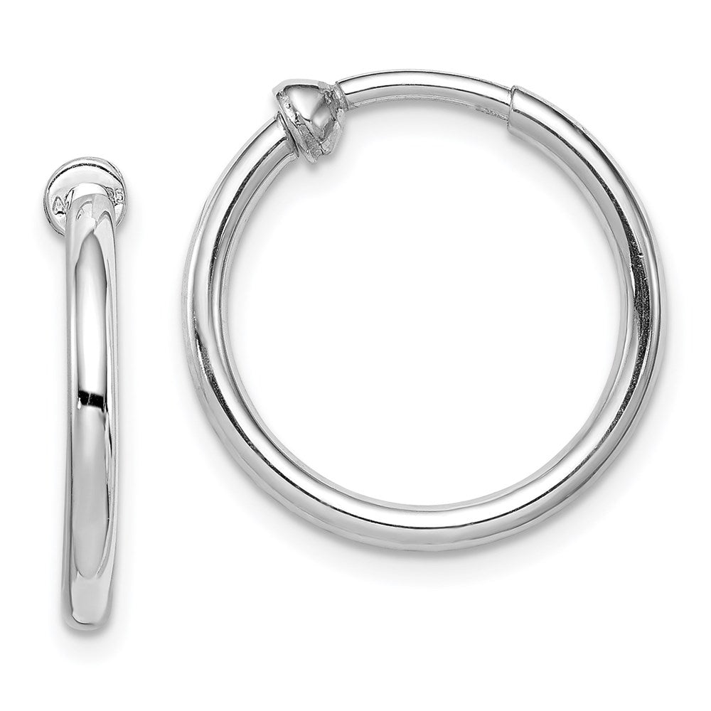 Sterlingsilber Rhodiniert 2x19mm Non-pierced Rund Creolen
