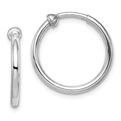Sterlingsilber Rhodiniert 2x19mm Non-pierced Rund Creolen