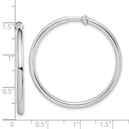 Sterlingsilber Rhodiniert 2.5x37mm Non-pierced Rund Creolen