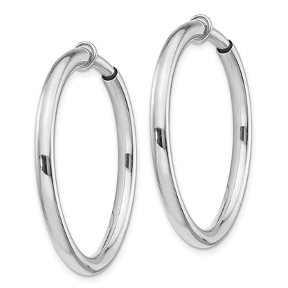 Sterlingsilber Rhodiniert 3x37mm Non-pierced Rund Creolen